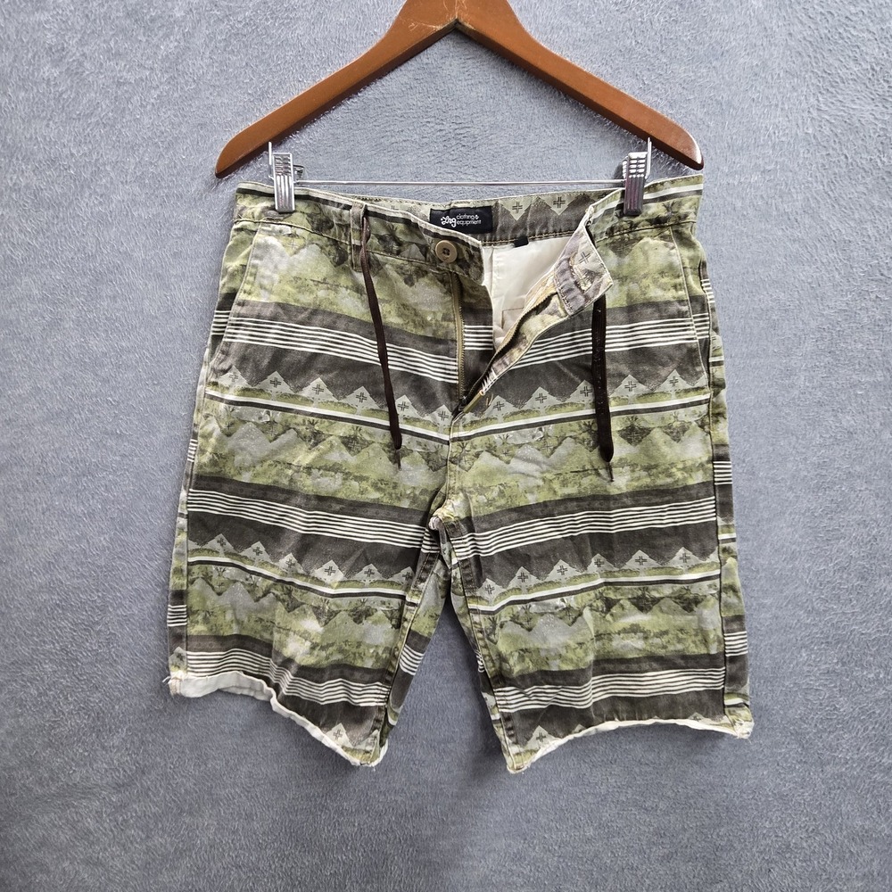 LRG‎ Men Shorts 32 Green Cargo Striped 6" Inseam Logo Outdoor Hybrid